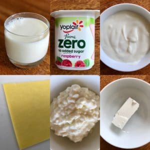 1 serve dairy and alternatives including 1 cup low fat milk, 160g low fat no-added sugar yogurt, 30g cheese, 125g cottage cheese